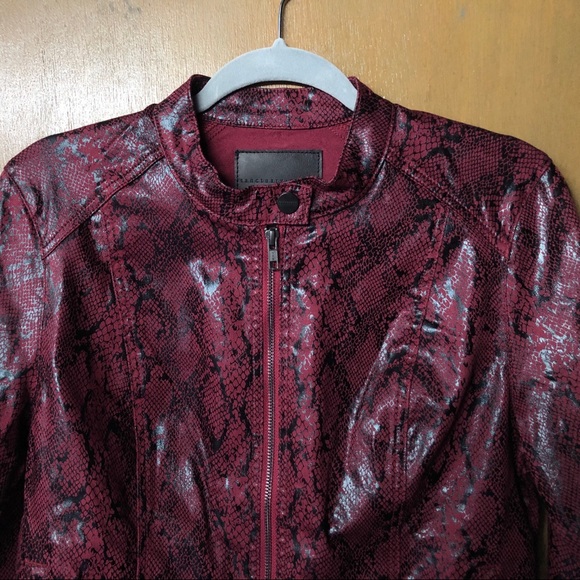 Anthropologie sanctuary Crimson Snakeskin Moto Jacket Sz Medium Gunmetal Zippers - Picture 8 of 16